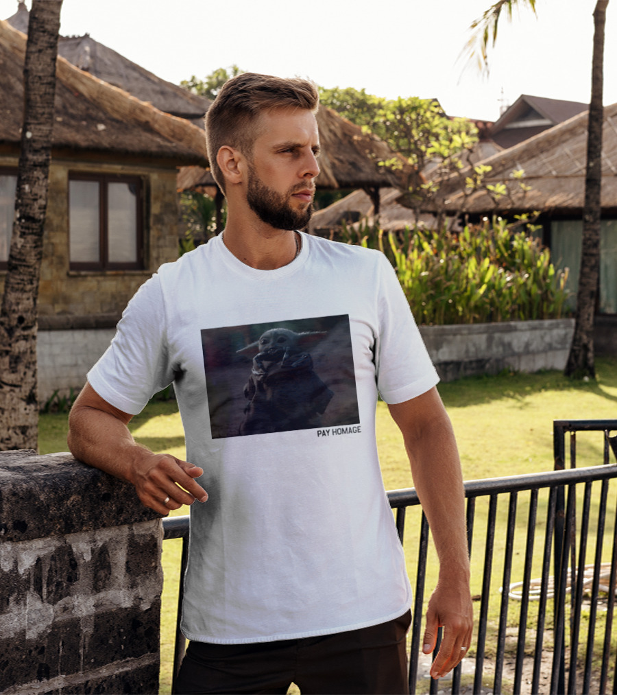 Pay Homage Grogu The Mandalorian Star Wars Iconic Baby Yoda T-Shirt