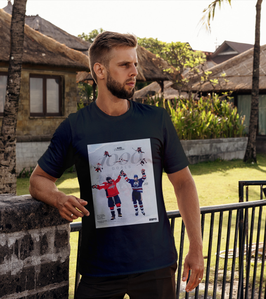 Alex Ovechkin Wayne Gretzky 1000 Goals NHL History ESPN Regular Season Playoffs T-Shirt