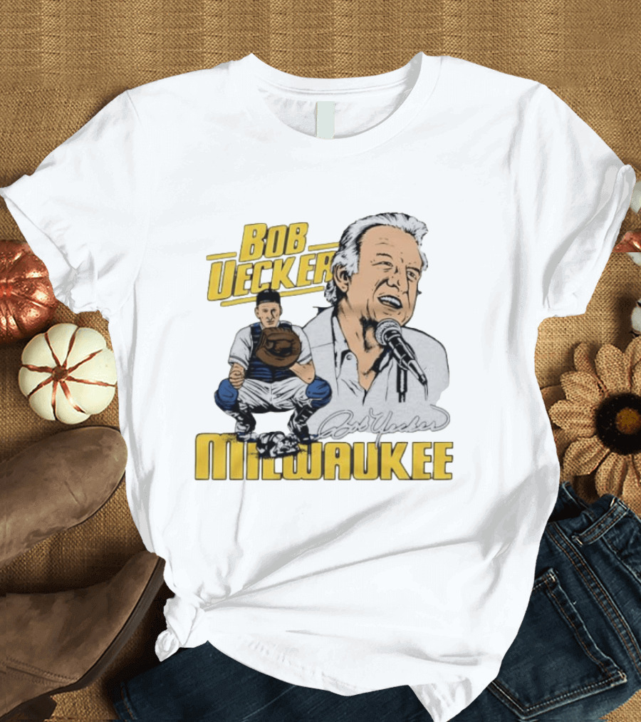 Bob Uecker Milwaukee Catcher Microphone Pose T-Shirt