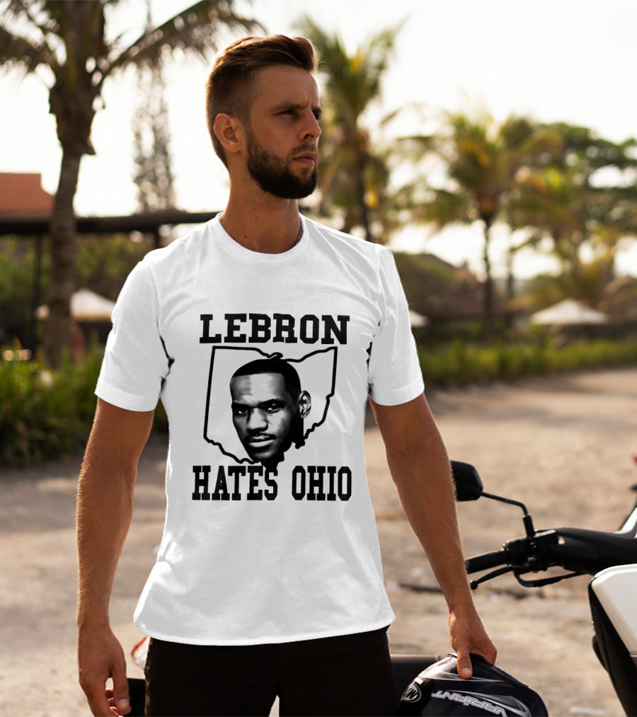 Lebron Hates Ohio Outline With Face T-Shirt