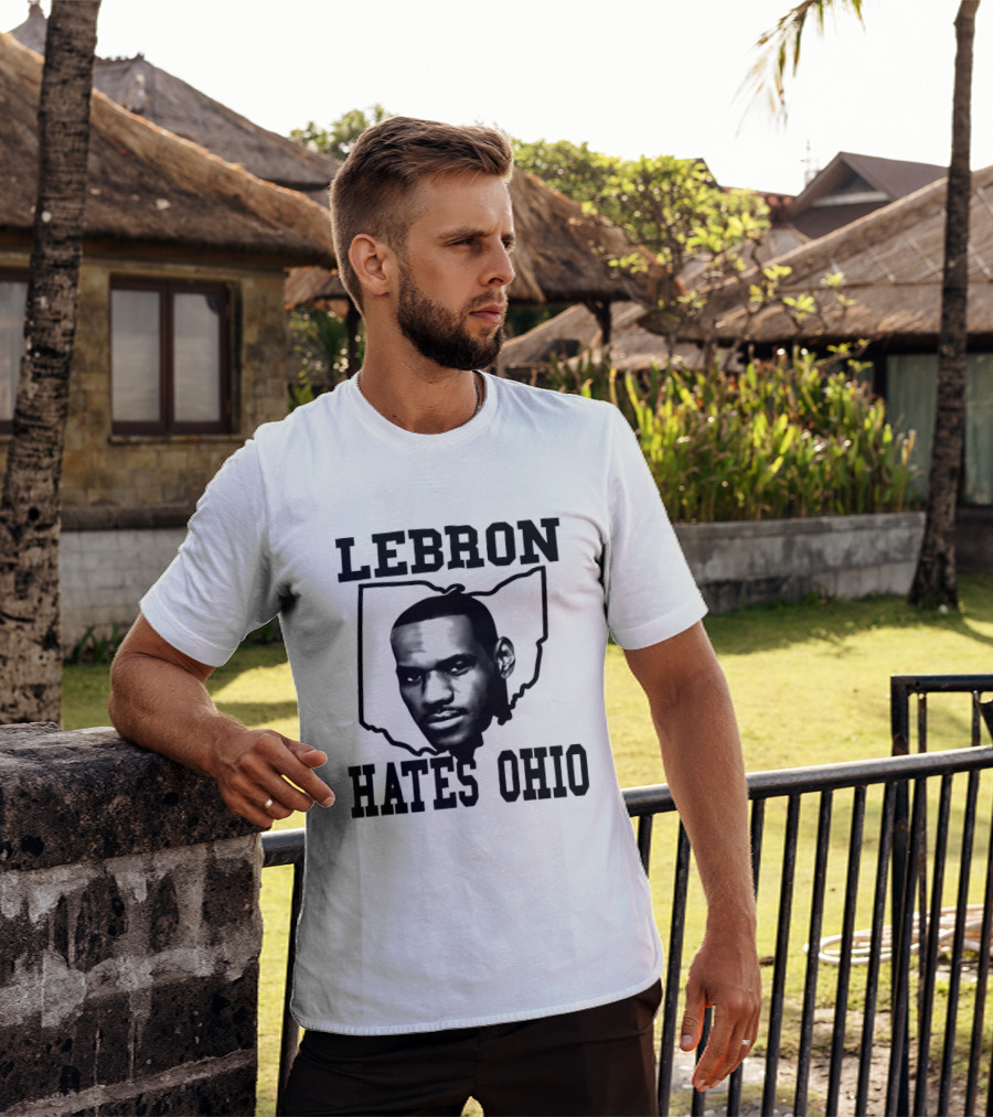 Lebron Hates Ohio Outline With Face T-Shirt