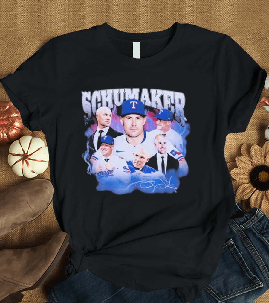 Rangers Schumaker Montage Baseball T-Shirt