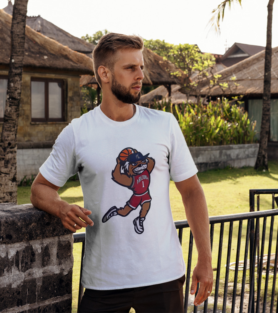 Arizona Wildcats Basketball Mascot Slam Dunk Action T-Shirt