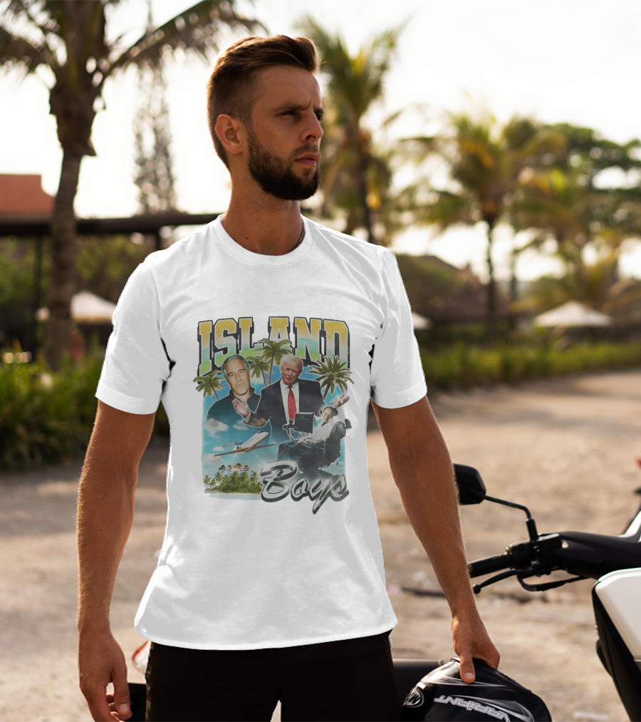 Donald Trump Jeffrey Epstein Island Boys Palm Trees Airplane T-Shirt