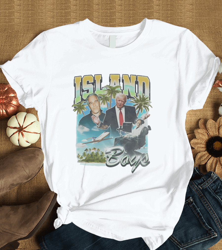Donald Trump Jeffrey Epstein Island Boys Palm Trees Airplane T-Shirt