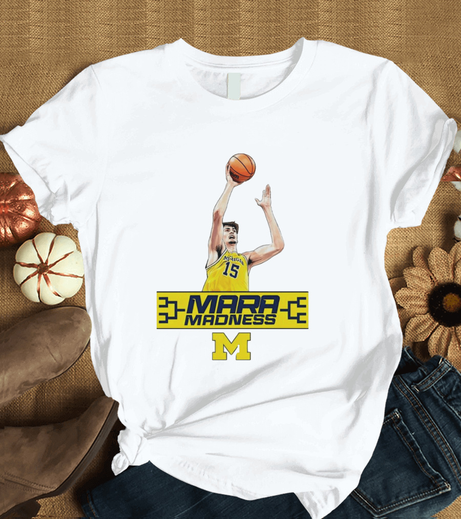 Mara Madness University Of Michigan Basketball Aday Mara Number 15 T-Shirt