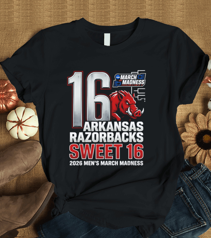 Arkansas Razorbacks Sweet 16 2026 Men's March Madness Tournament T-Shirt