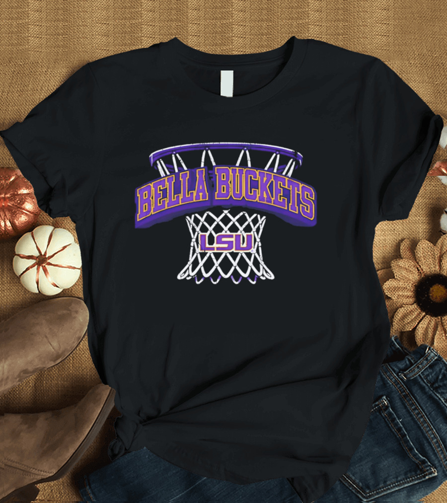 Bella Hines LSU Tigers Bella Buckets Basketball Net T-Shirt