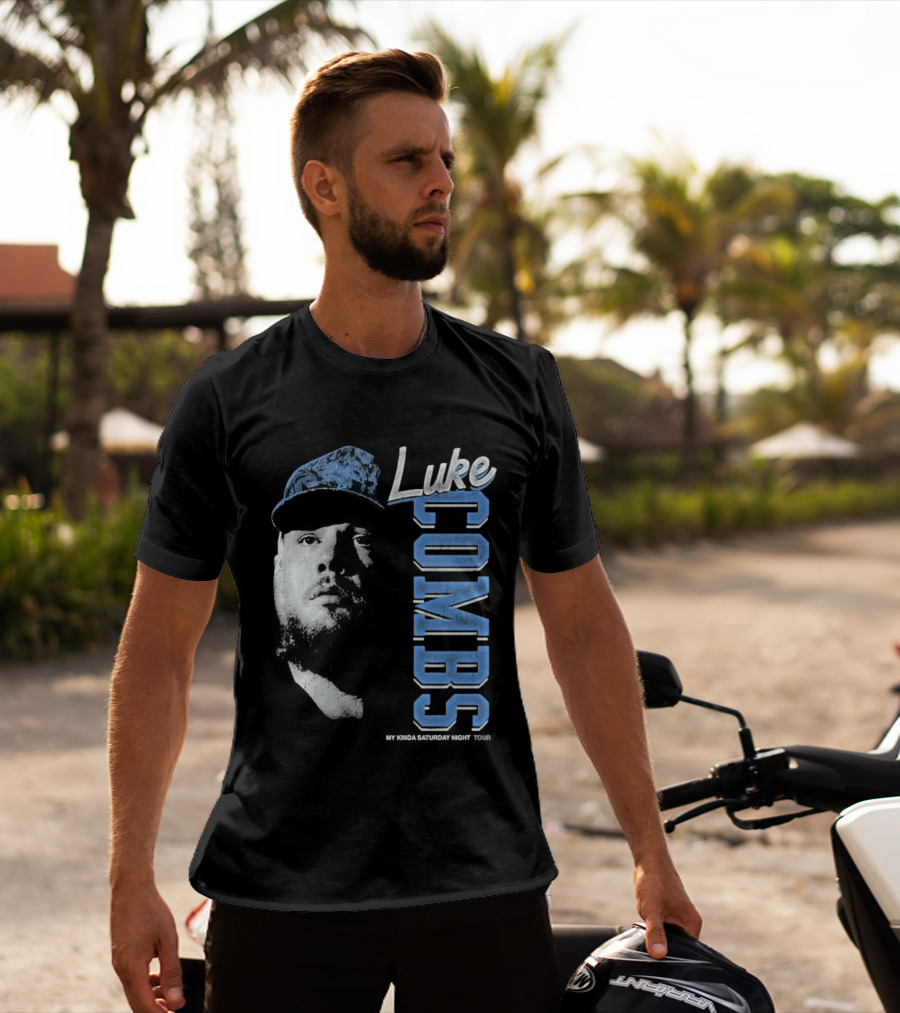 Luke Combs My Kinda Saturday Night Tour Hat And Bearded Face T-Shirt