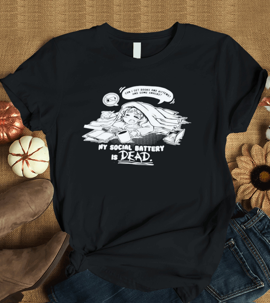 My Social Battery Is Dead Exhausted Comic Style Pop Art Naptime T-Shirt