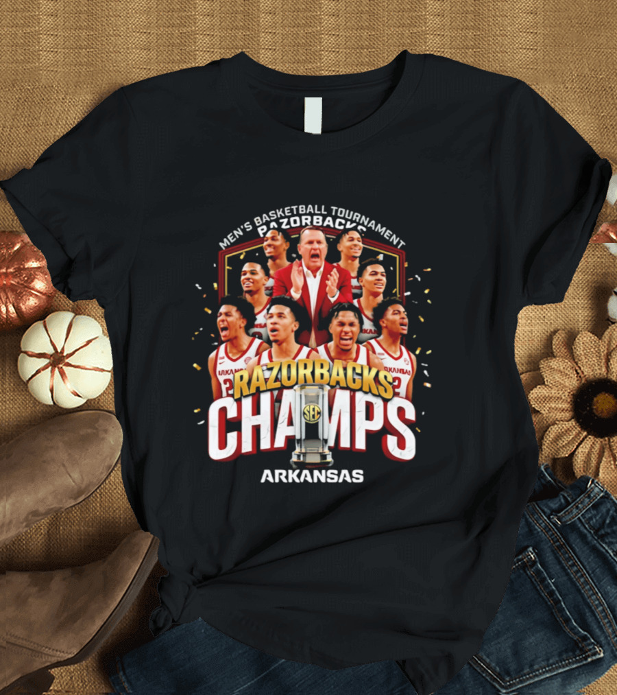 Arkansas Razorbacks Men's Basketball Tournament Champs Razorbacks Champs 2026 T-Shirt