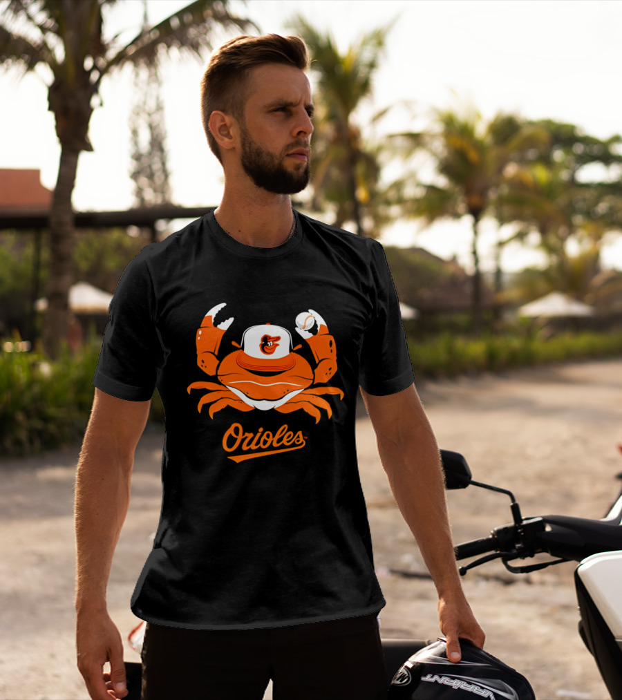 Baltimore Orioles Crab Mascot With Baseball Cap T-Shirt