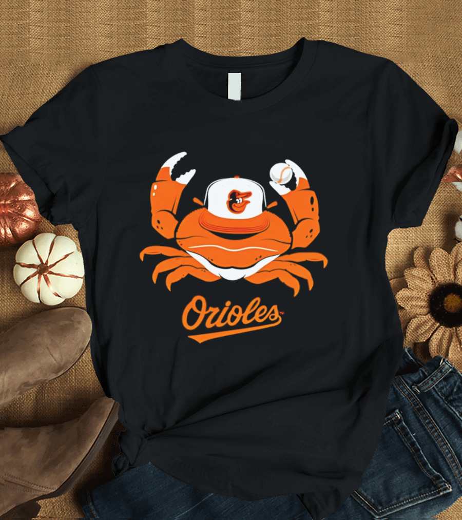 Baltimore Orioles Crab Mascot With Baseball Cap T-Shirt