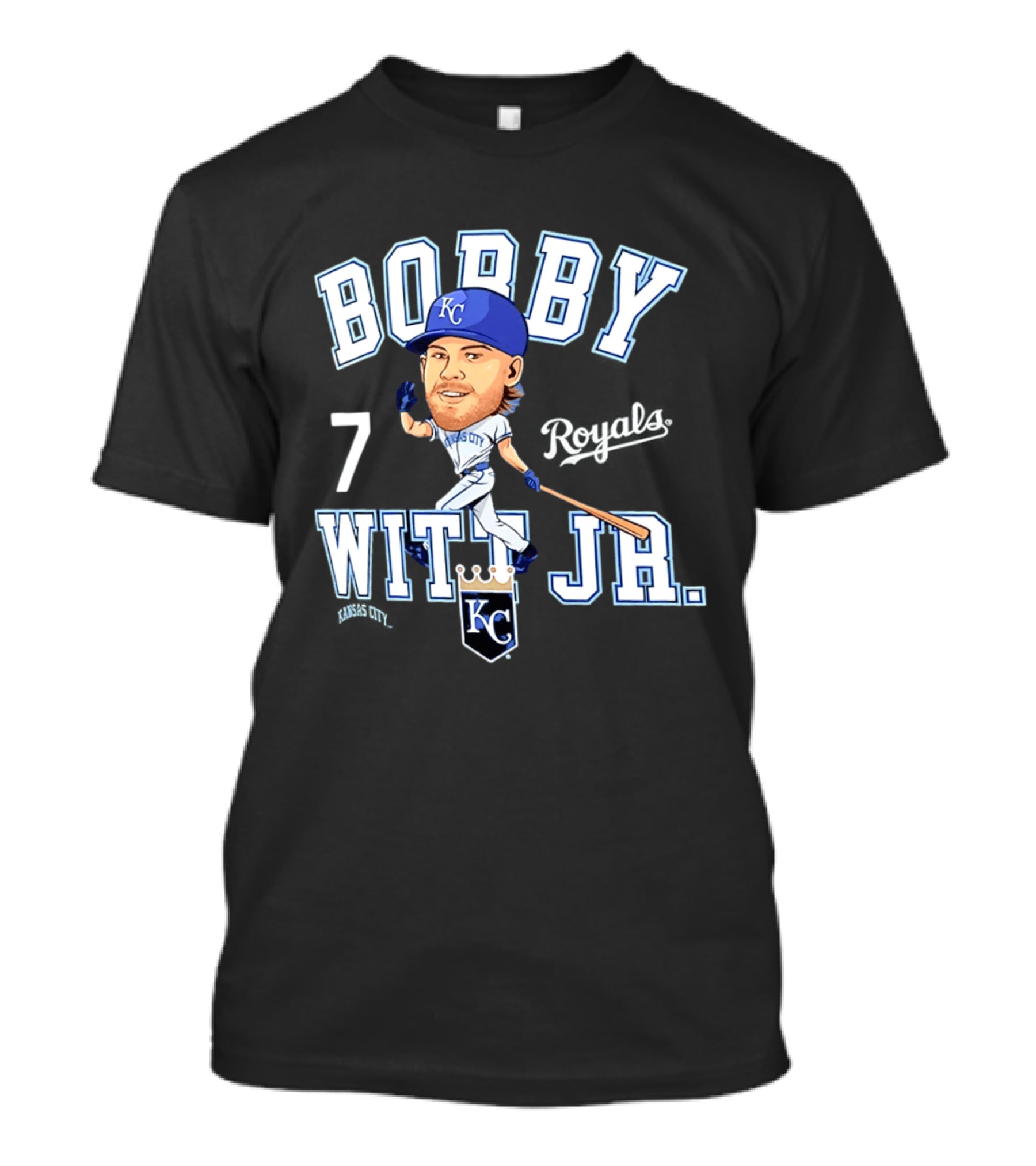 Bobby Witt Jr 7 Kansas City Royals KC Caricature T-Shirt