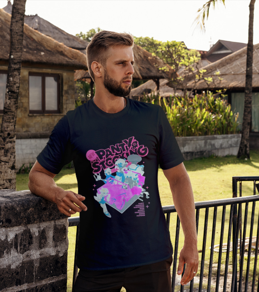 New Panty & Stocking With Garterbelt Anime Characters Colorful Car Scene T-Shirt