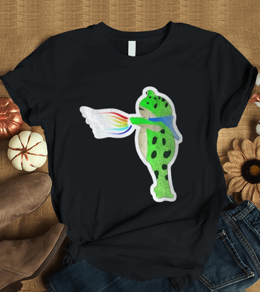Portland Frog Holding Rainbow Flag LGBT Pride Anti Maga Protest T-Shirt