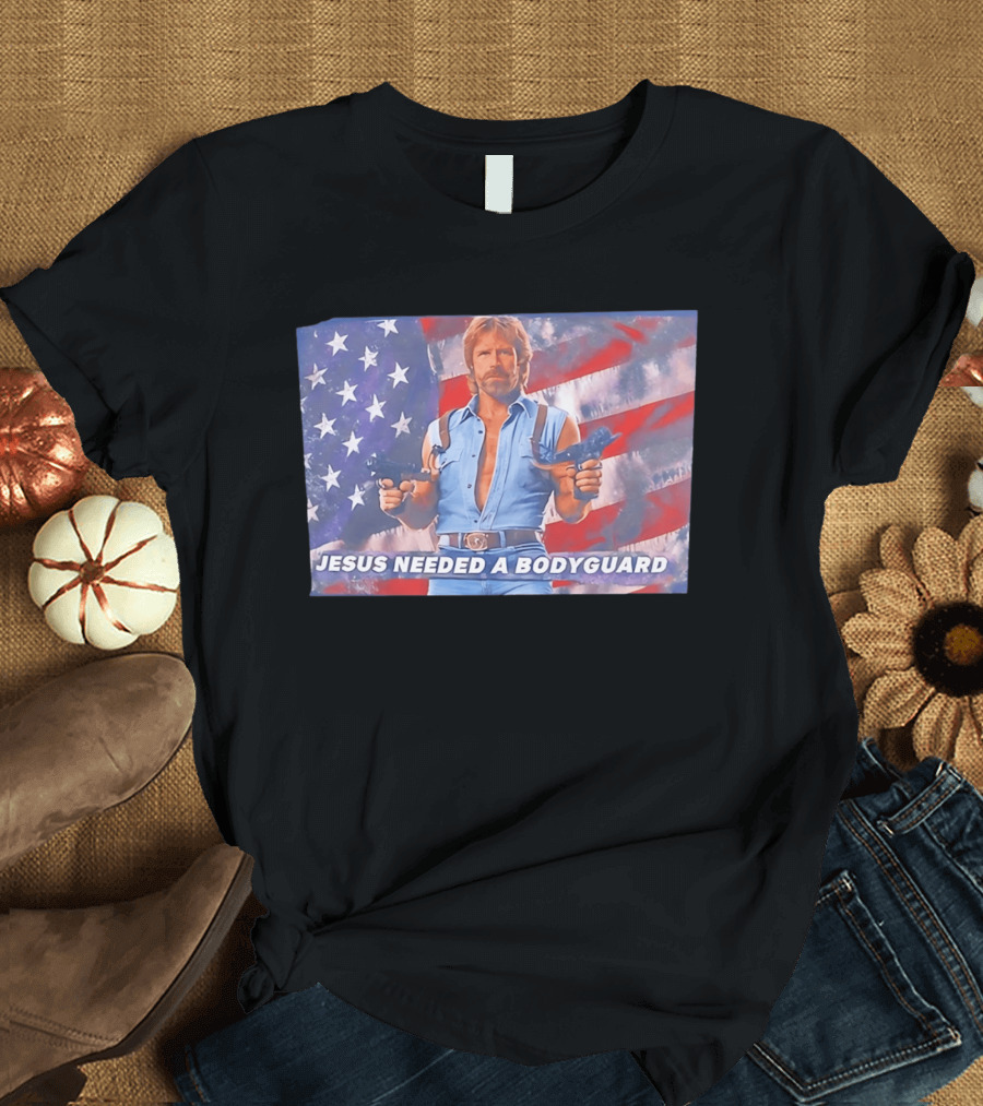 Jesus Needed A Bodyguard Chuck Norris USA Flag T-Shirt