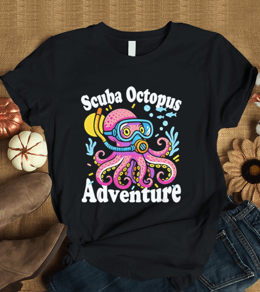 Scuba Octopus Adventure Snorkeling Deep Sea Journey T-Shirt
