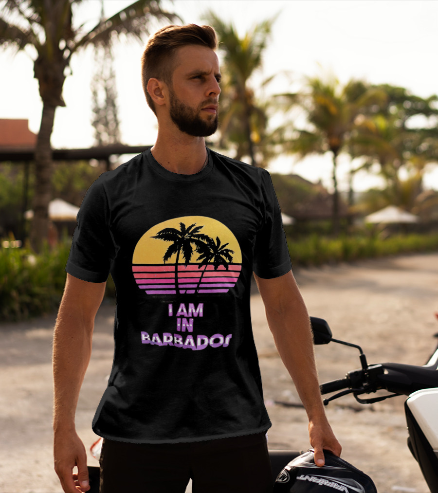 I Am In Barbados Tropical Sunset And Palm Trees T-Shirt