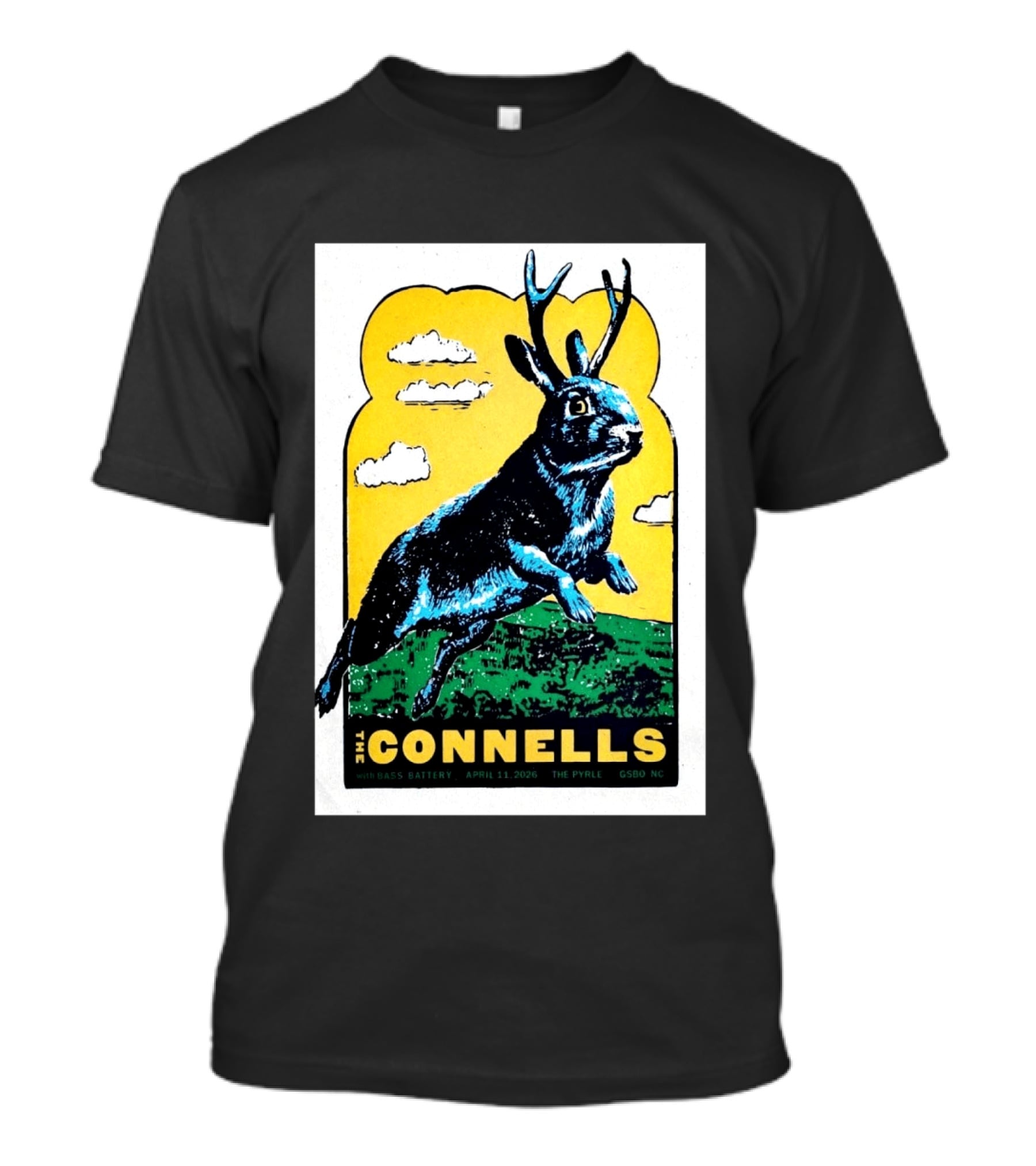 The Connells April 11 2026 The Pyrle Greensboro NC With Bass Battery Jackalope T-Shirt