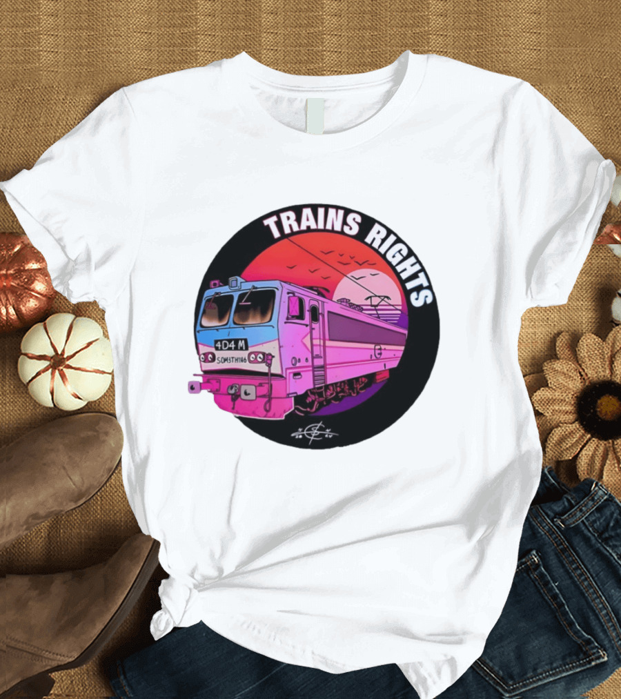4D4M Something Trains Rights Sunset Train T-Shirt
