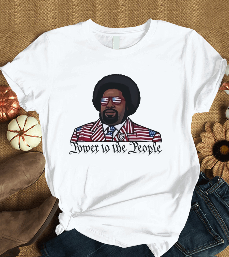 Afro Man American Flag Suit Power To The People T-Shirt