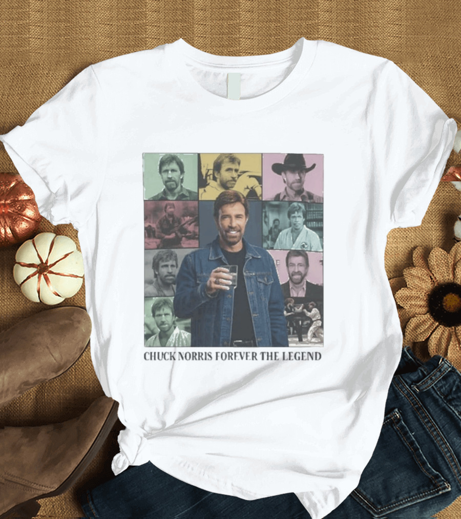 Chuck Norris Forever The Legend Iconic Moments Collage T-Shirt
