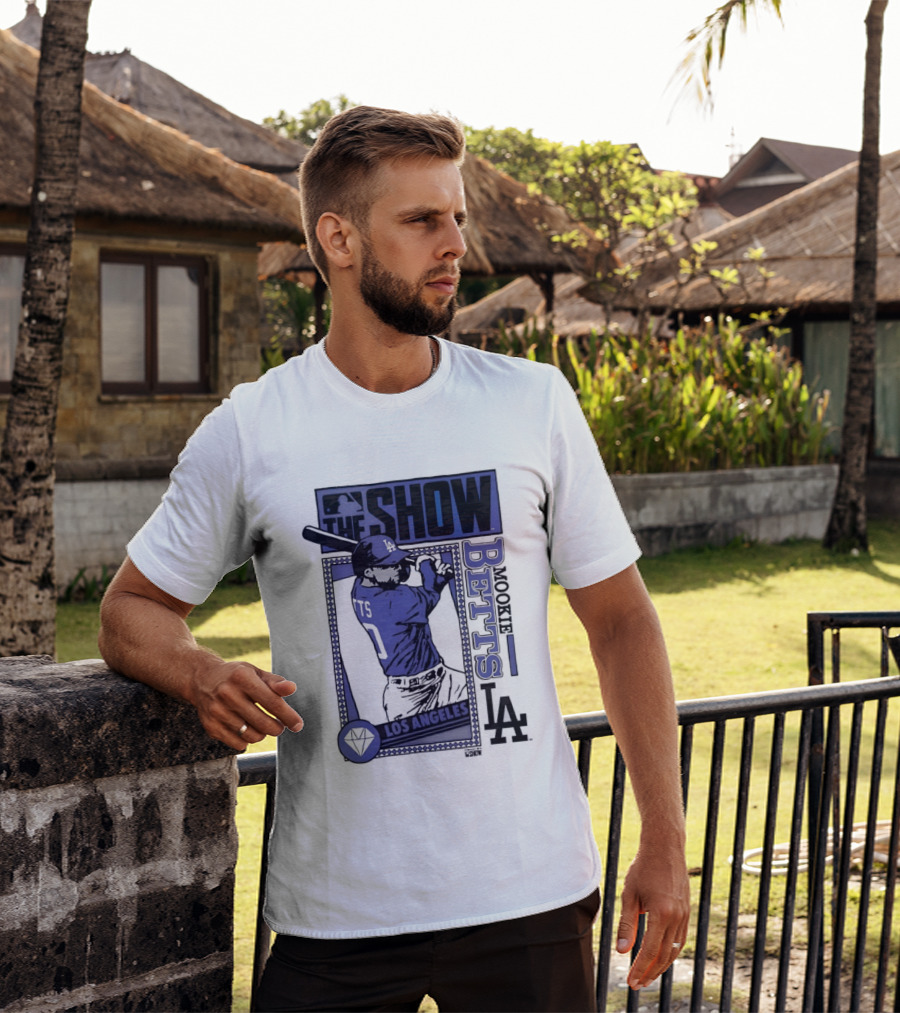 MLB The Show Mookie Betts 50 Los Angeles Dodgers Caricature T-Shirt