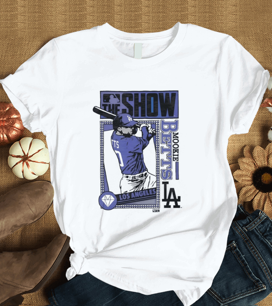 MLB The Show Mookie Betts 50 Los Angeles Dodgers Caricature T-Shirt