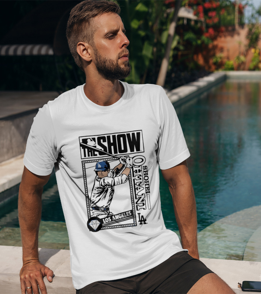 Shohei Ohtani 17 MLB The Show Los Angeles Dodgers Caricature T-Shirt
