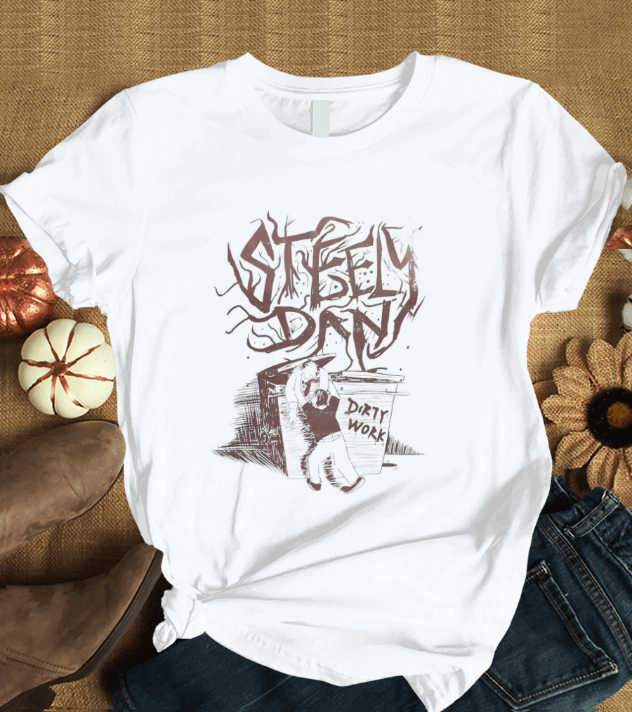 Steely Dan Dirty Work Album Artistic Block Lettering T-Shirt