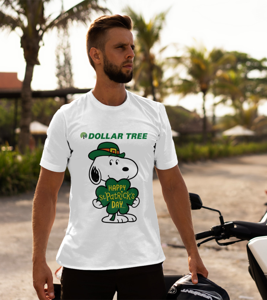 Dollar Tree Snoopy Happy St. Patrick's Day 2026 Clover Hat T-Shirt