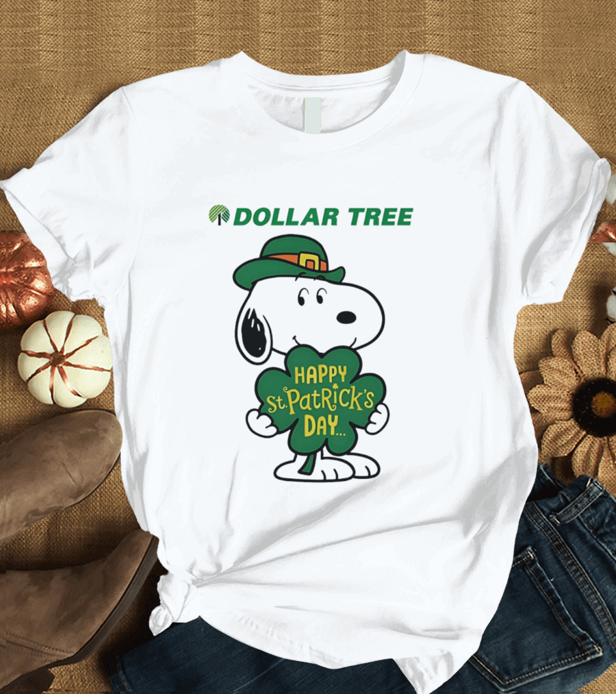 Dollar Tree Snoopy Happy St. Patrick's Day 2026 Clover Hat T-Shirt