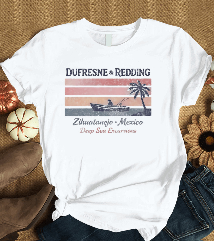 Dufresne And Redding Zihuatanejo Mexico Deep Sea Fishing Adventure Retro Palm Sunset T-Shirt