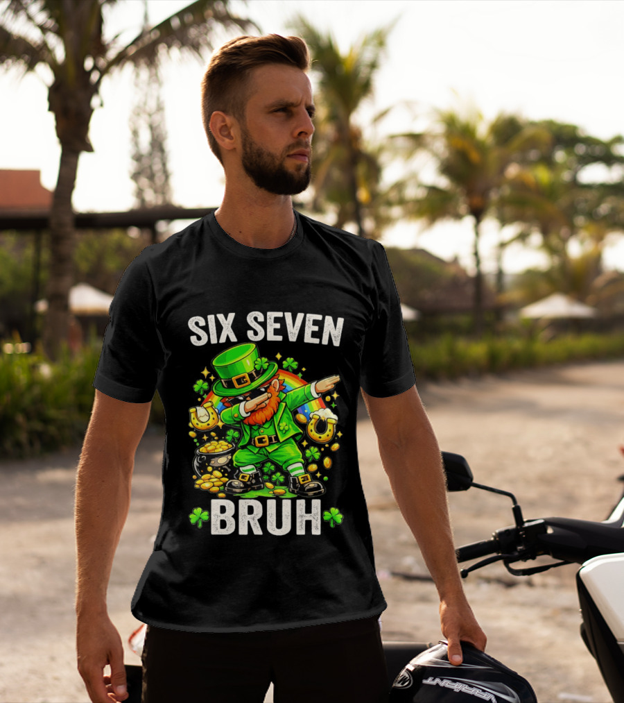 St Patrick's Day Six Seven Bruh Meme Shamrock 67 T-Shirt