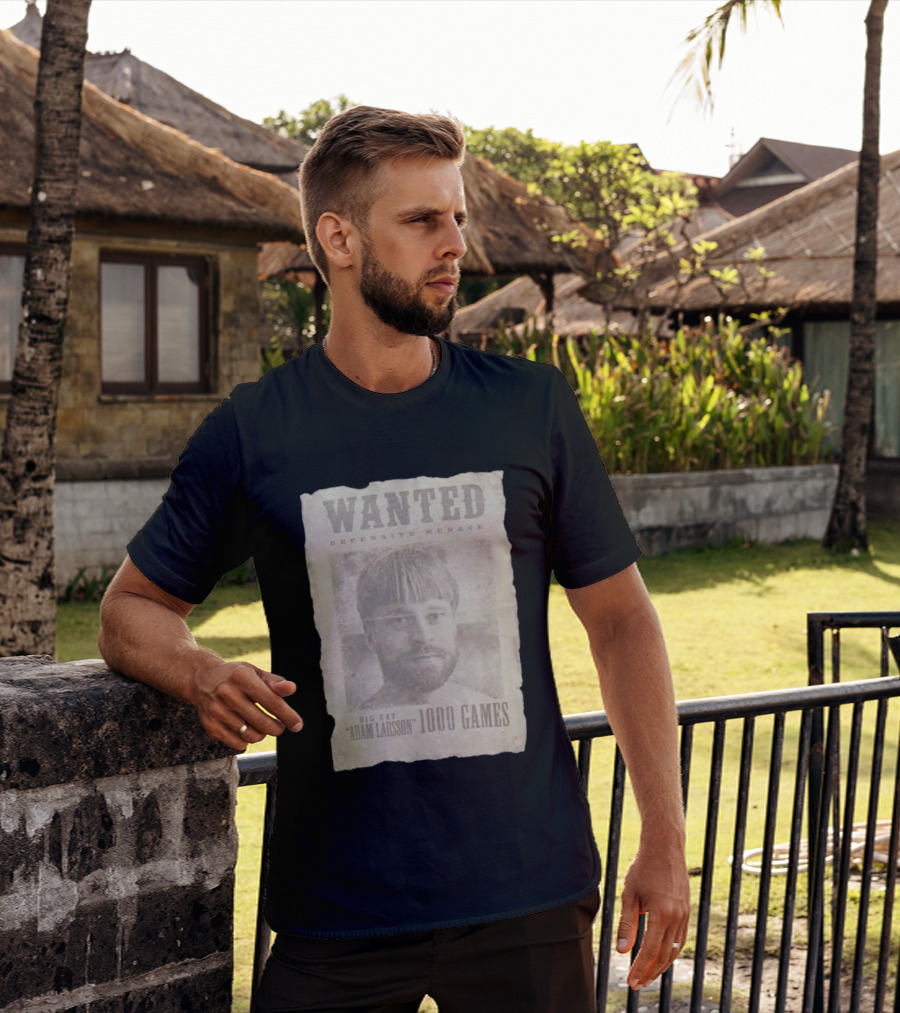 Wanted Defensive Menace Big Cat Adam Larsson 1000 Games T-Shirt