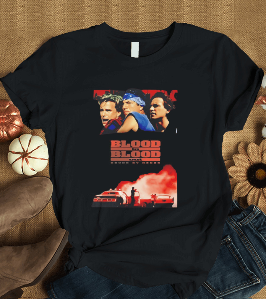 Blood In Blood Out Movie Latino Bound By Honor Dramatic Trio And Intense Action Scene T-Shirt