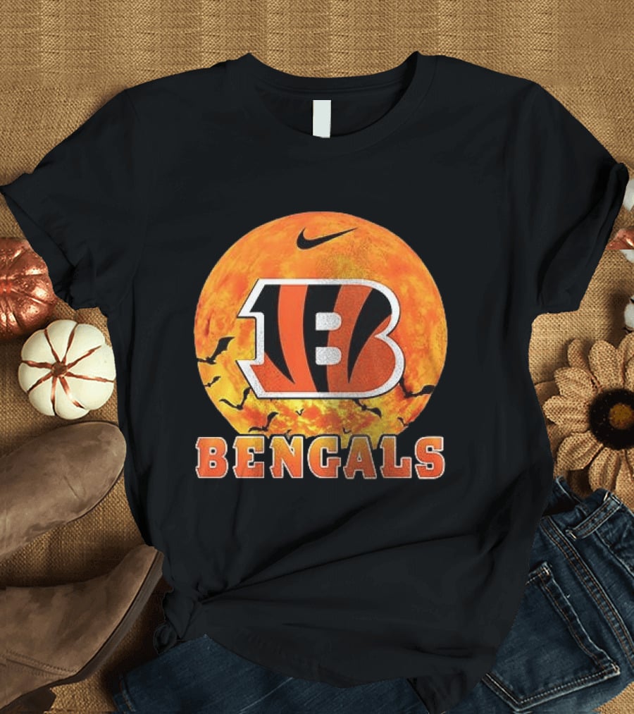 Cincinnati Bengals Halloween Nike Bats Pumpkin T-Shirt