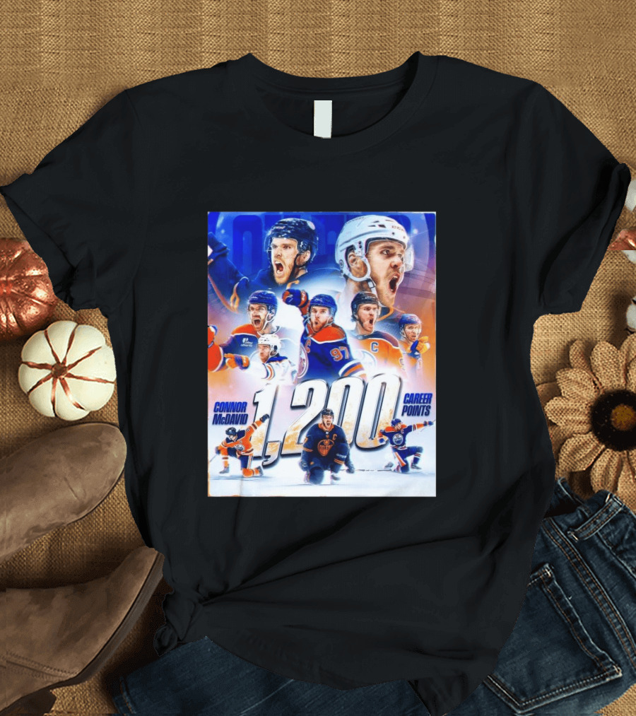 Connor McDavid 1200 Career Points NHL Record T-Shirt