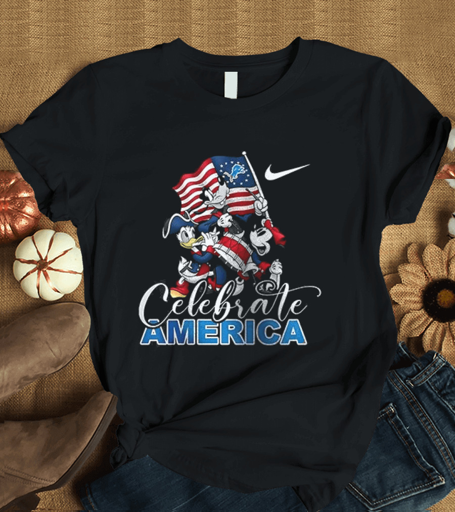 Detroit Lions Mickey Mouse Celebrate America 250th Anniversary Nike T-Shirt