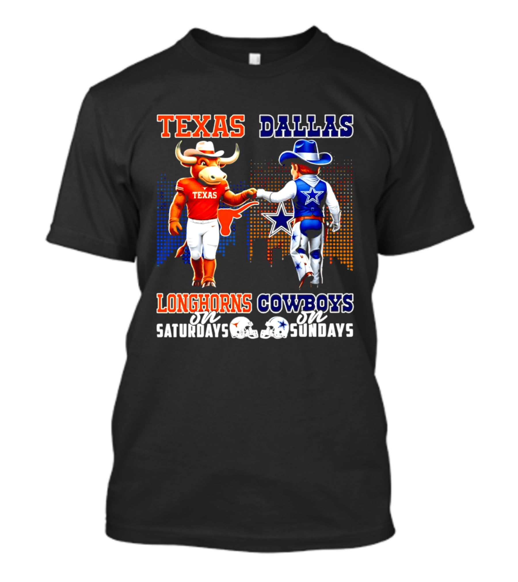 Texas Longhorns Saturdays Dallas Cowboys Sundays Skyline T-Shirt