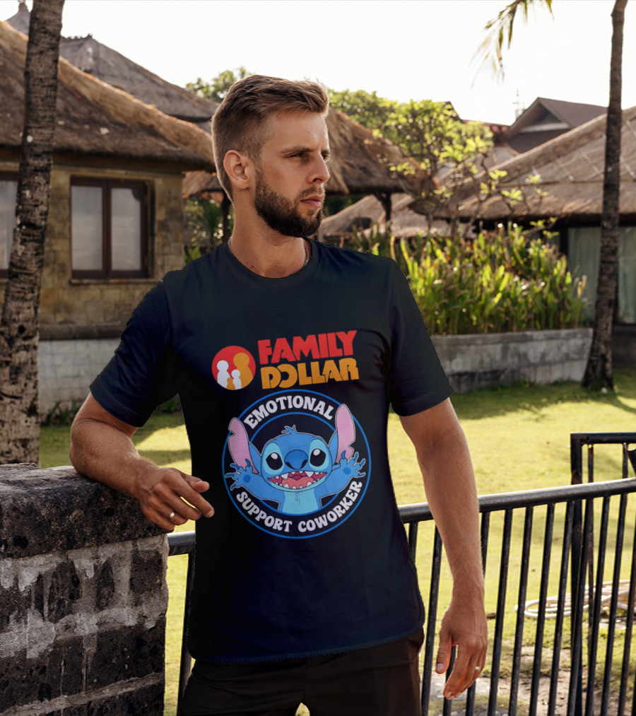 Family Dollar Emotional Support Coworker Stitch T-Shirt