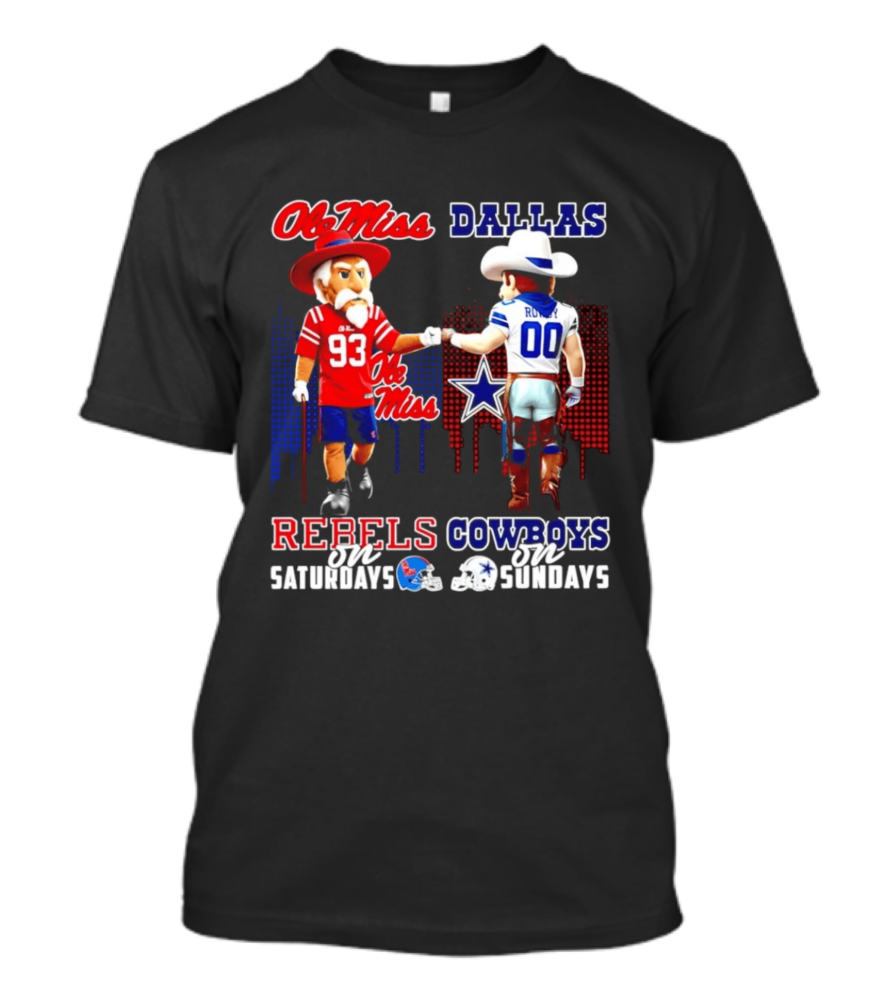 Ole Miss Rebels Saturdays Vs Dallas Cowboys Sundays Unity Skyline T-Shirt