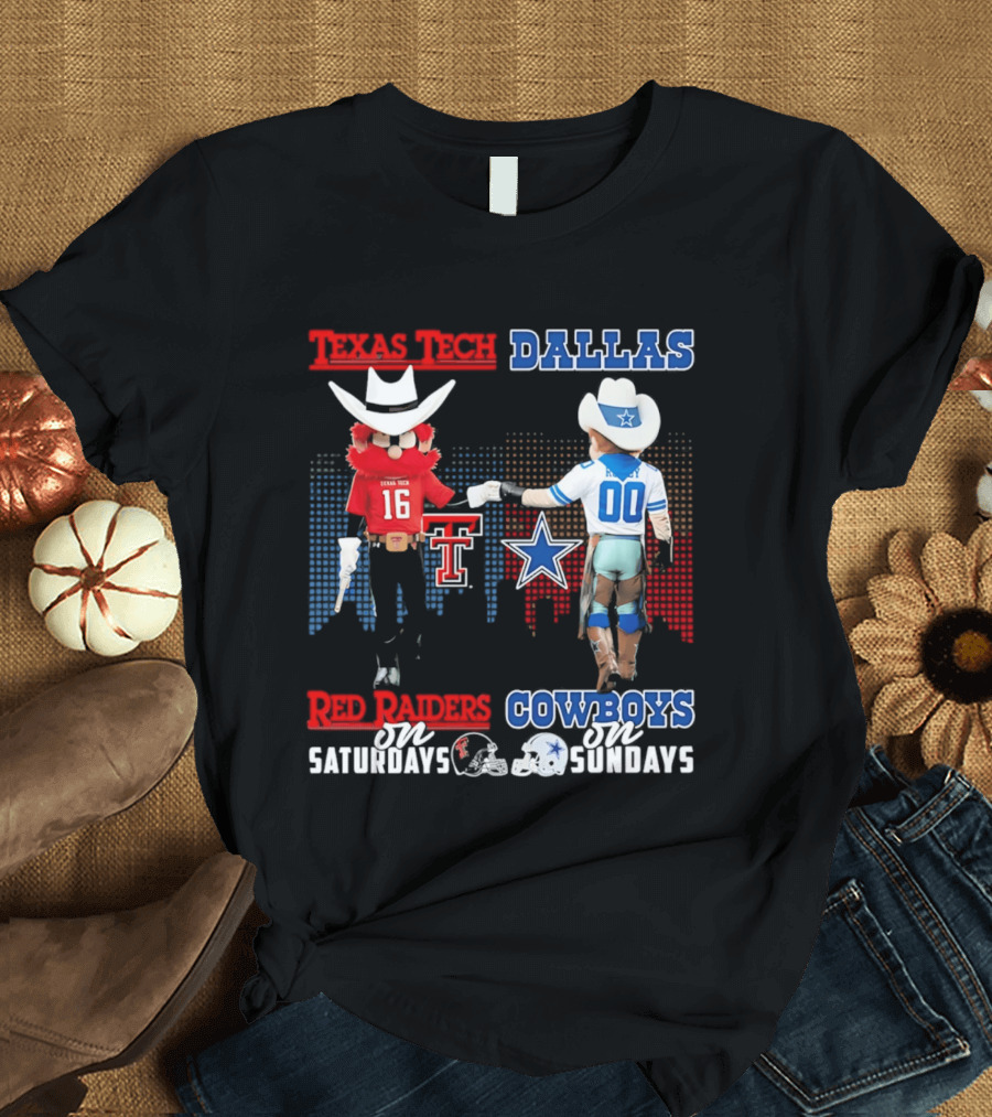 Texas Tech Red Raiders Saturdays Dallas Cowboys Sundays Skyline T-Shirt