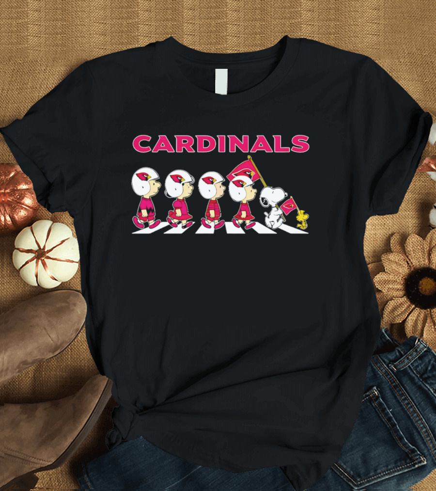 Peanuts X Arizona Cardinals Woodstock Snoopy Football Abbey Road Flag T-Shirt