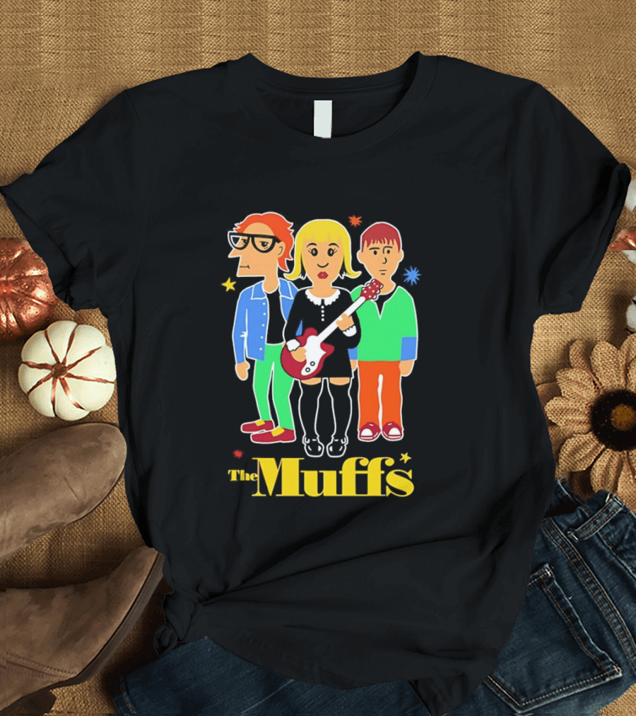 The Muffs Cartoon Characters Ronnie Kim And Roy Playing Guitar T-Shirt