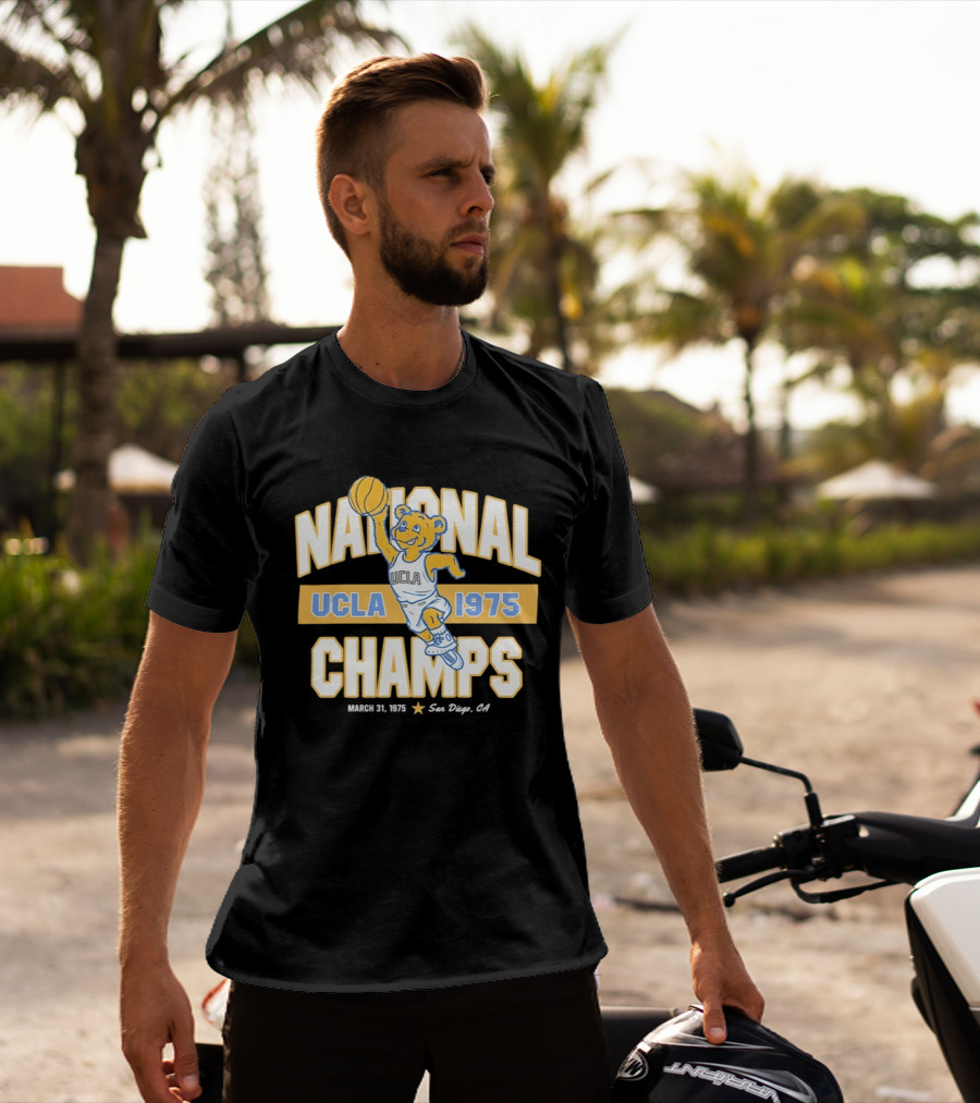 UCLA Bruins National Champs 1975 March 31 San Diego Basketball Bear T-Shirt