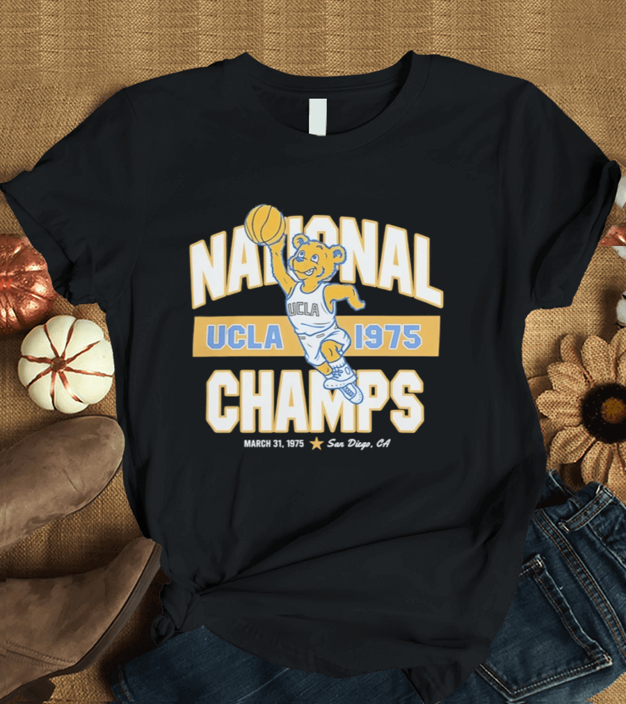 UCLA Bruins National Champs 1975 March 31 San Diego Basketball Bear T-Shirt