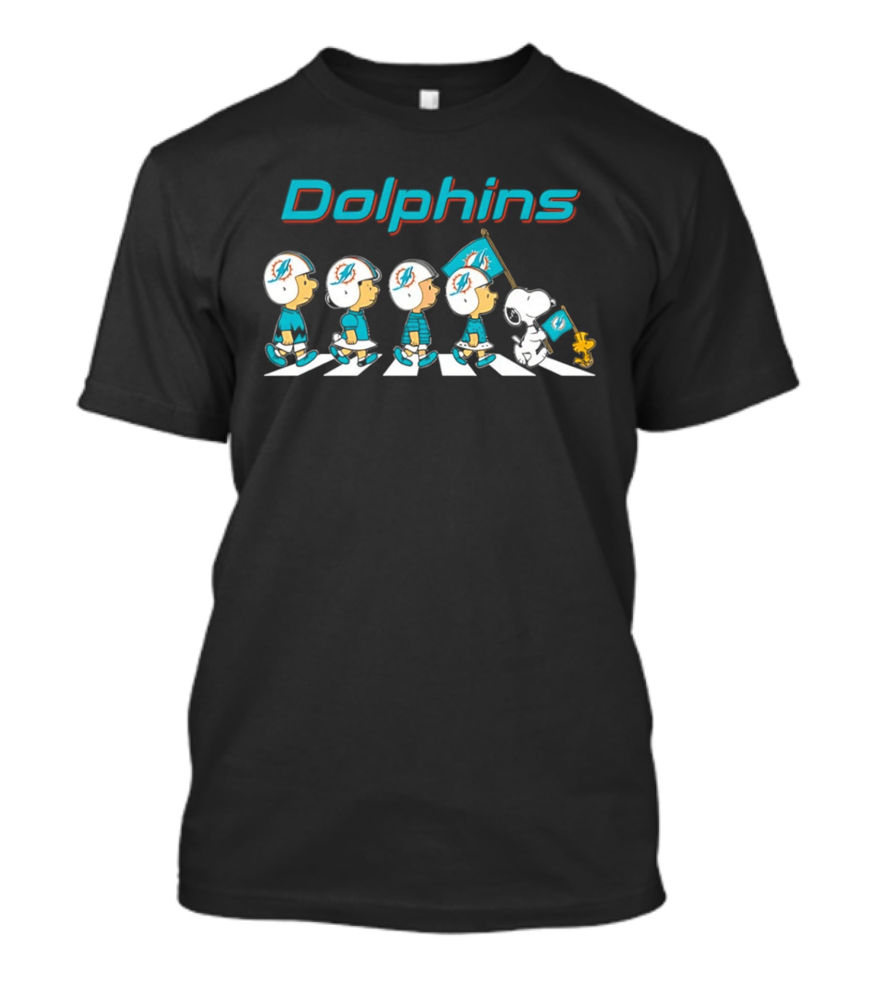 Peanuts Miami Dolphins Football Flag Parade T-Shirt