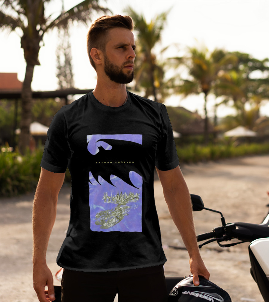 Photos Of A Batman Forever Gotham City Skyline Batmobile T-Shirt